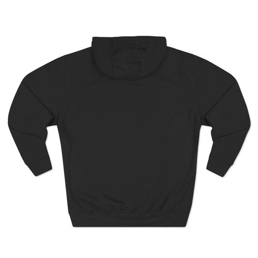 Black Logo Pullover Hoodie, front Lucid Reality logo, flat lay