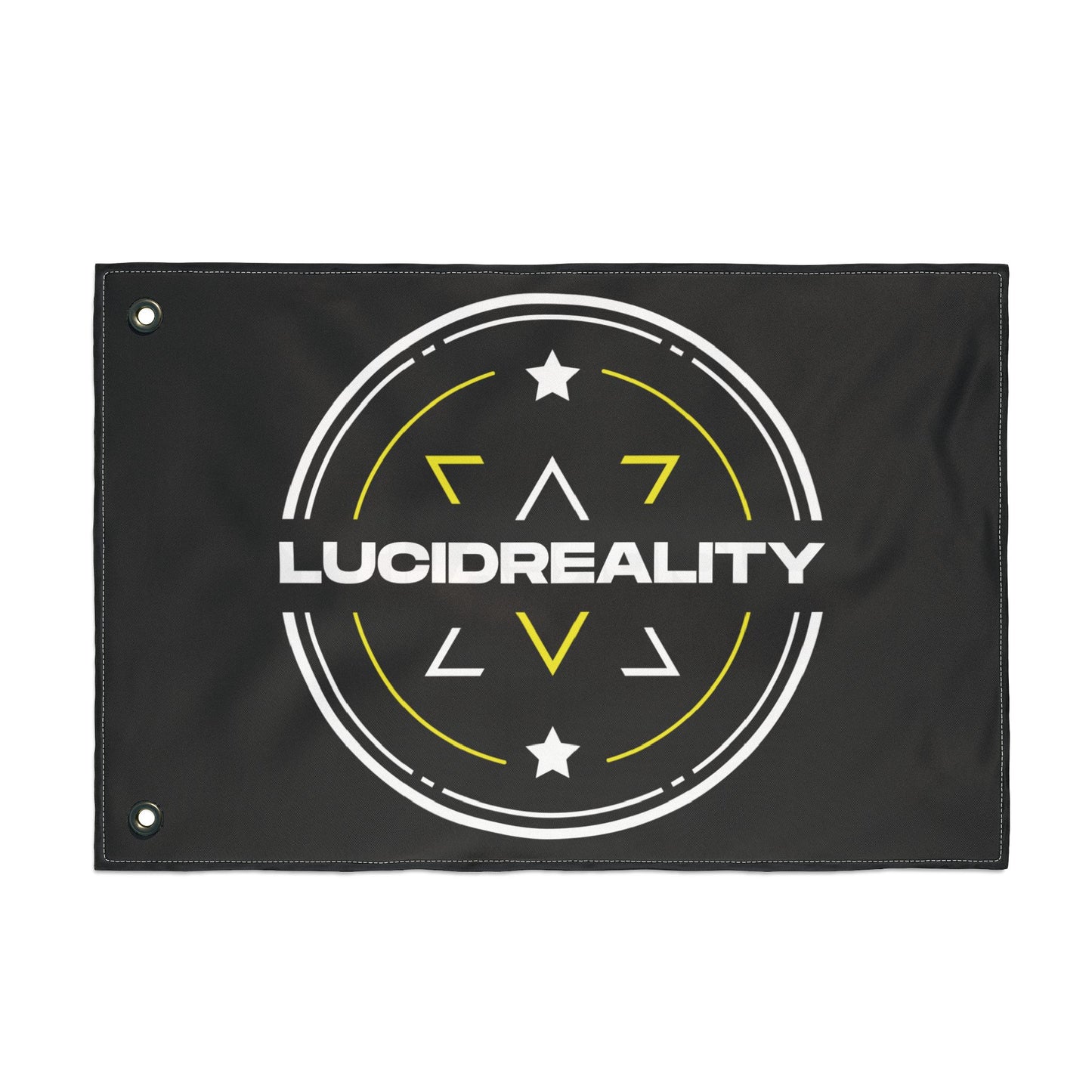 Lucid Reality double-sided logo flag — all-weather outdoor flag for porch, garage, or tailgate