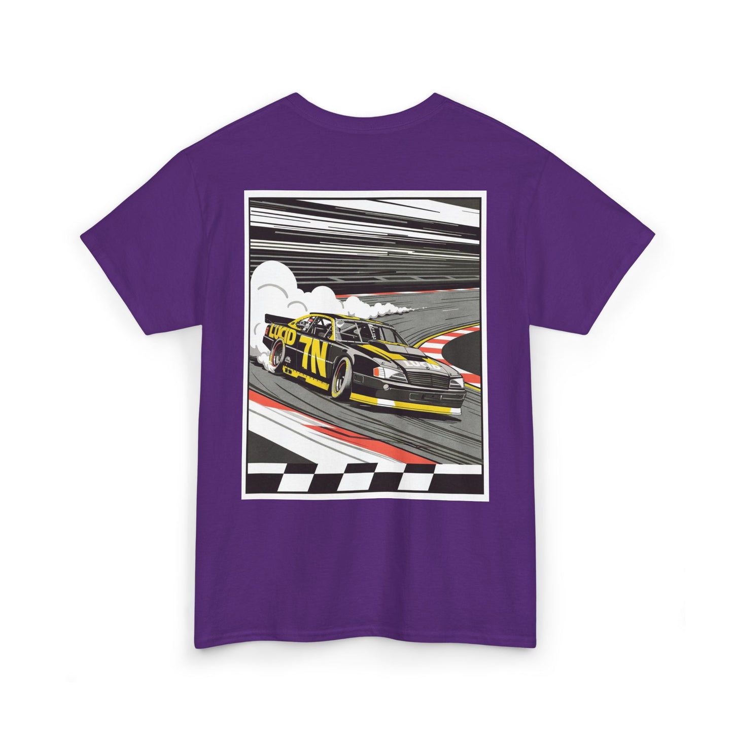 Military Green Pro Stock Racing Tee, back Pro Stock car graphic, flat lay