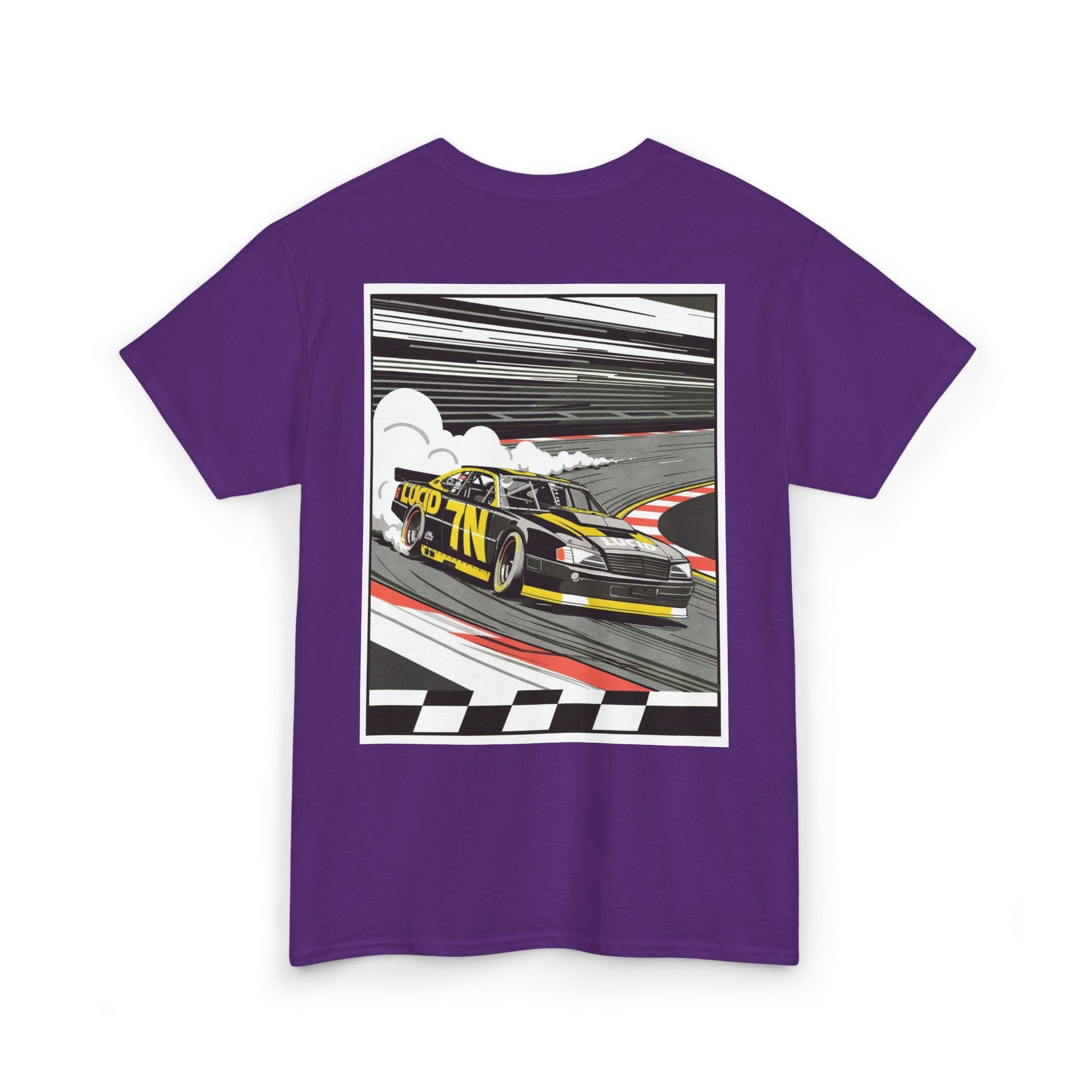 Military Green Pro Stock Racing Tee, back Pro Stock car graphic, flat lay