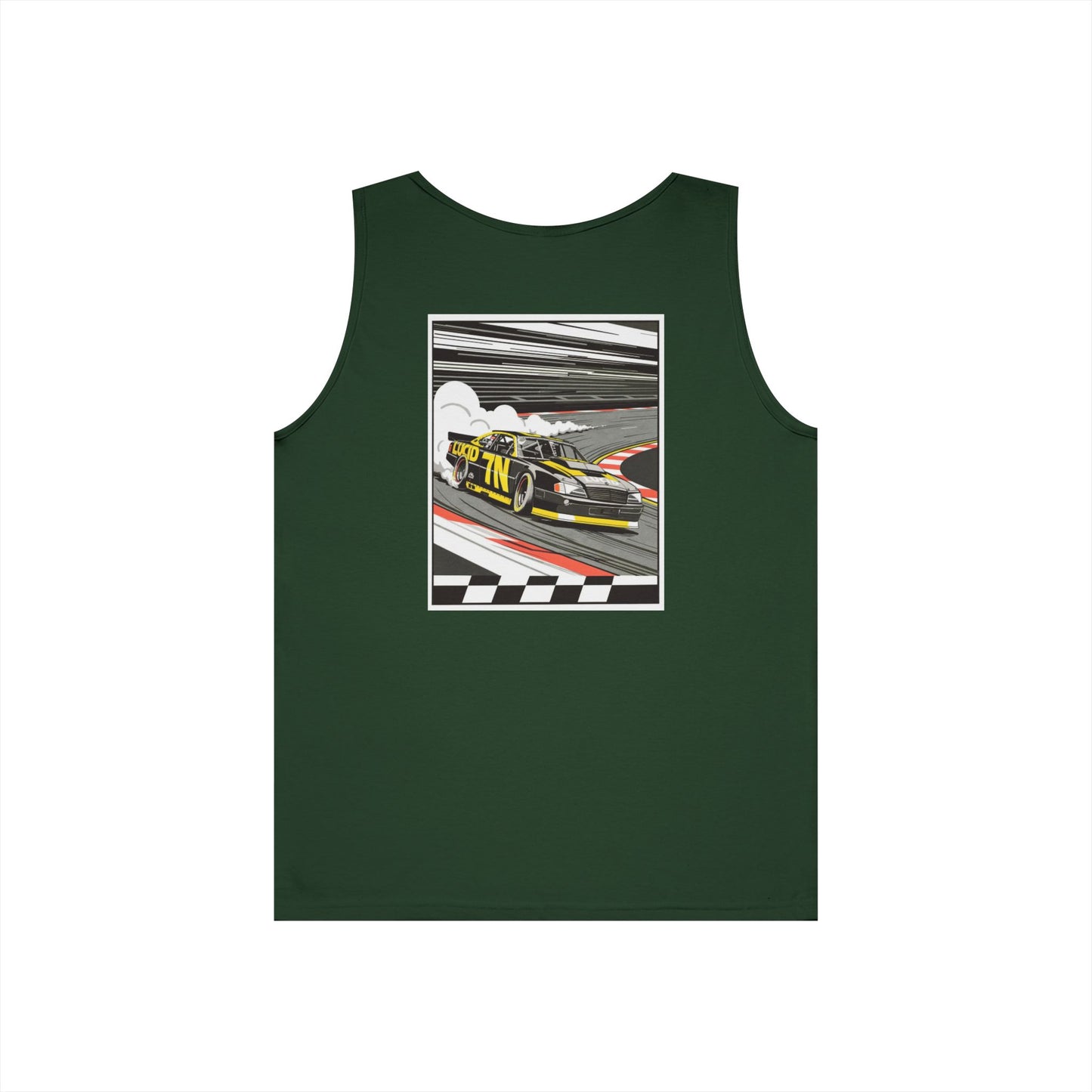 Purple Pro Stock Racing Tank, back view, flat lay