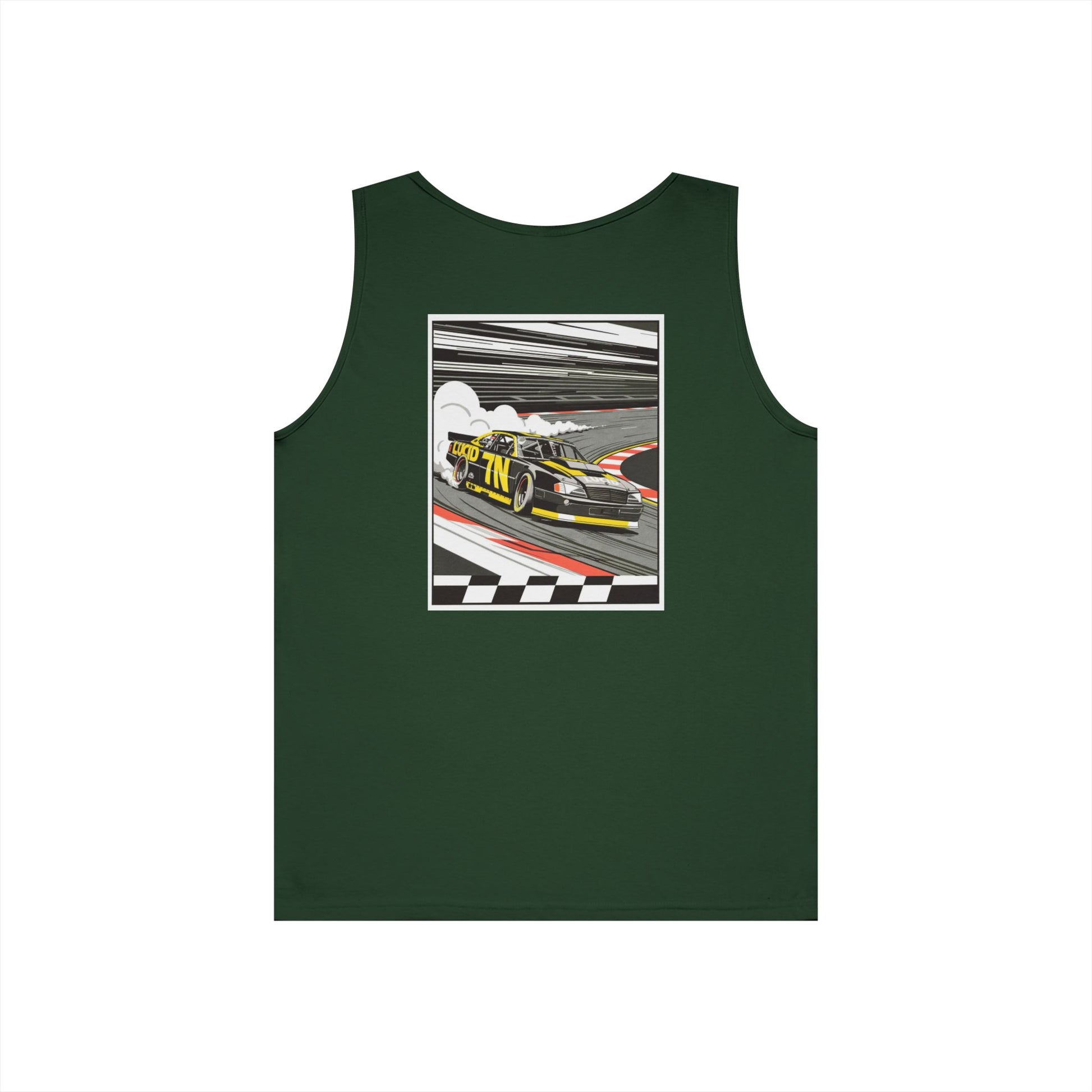 Purple Pro Stock Racing Tank, back view, flat lay
