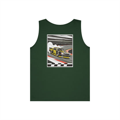 Purple Pro Stock Racing Tank, back view, flat lay