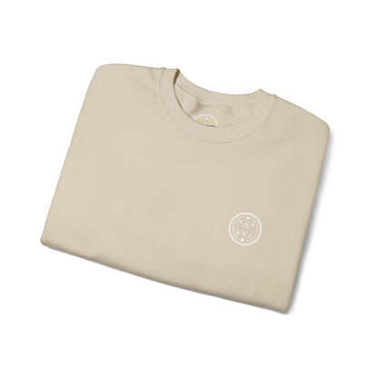 Lifestyle photo of the Lucid Reality Minimalist Embroidered Logo Crewneck