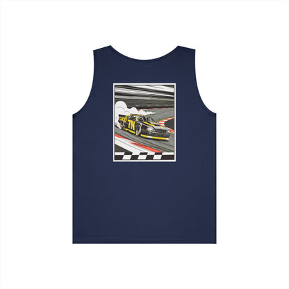 Forest Green Pro Stock Racing Tank, back view, flat lay