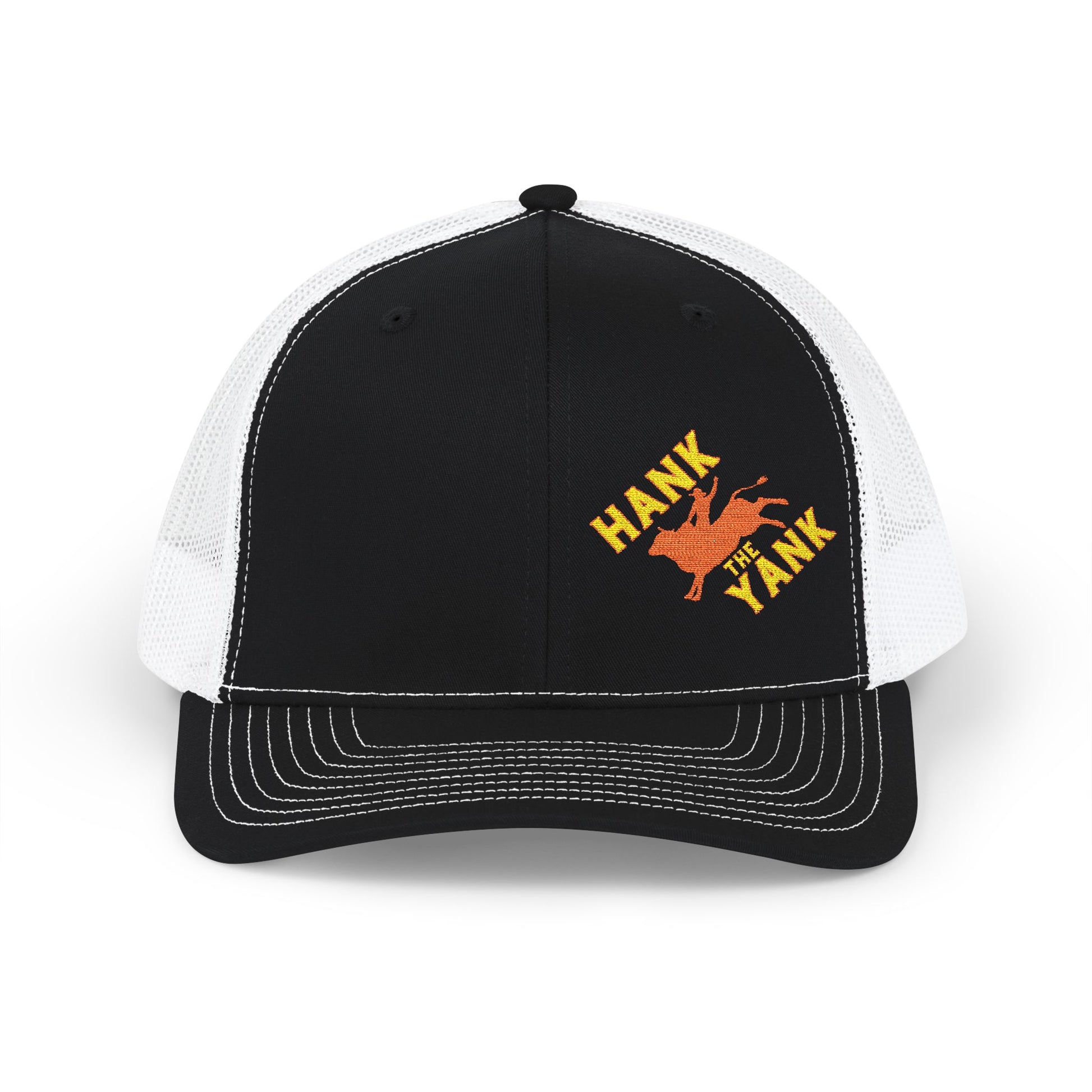 Hank the Yank Trucker Hat with an adjustable plastic snapback closure