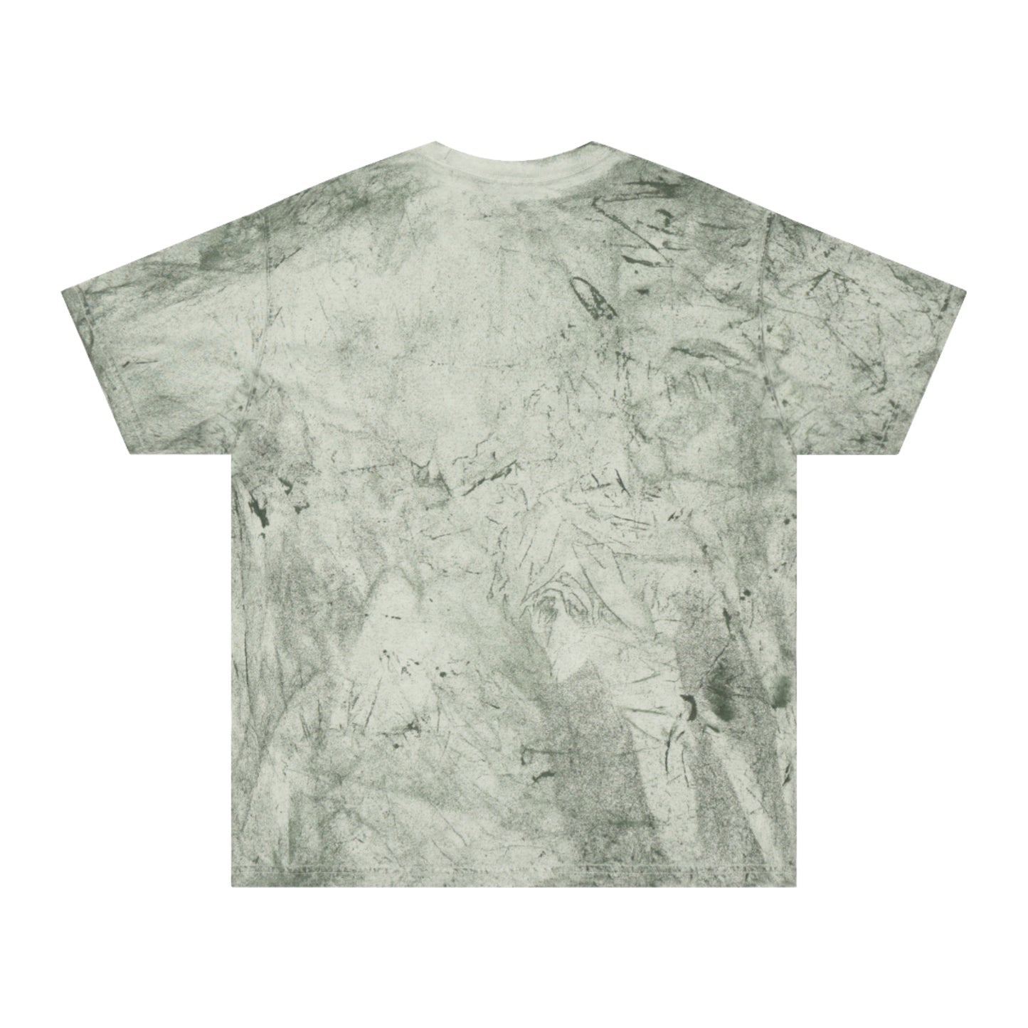 Fern Color Blast tee, marbled green, blank back view, flat