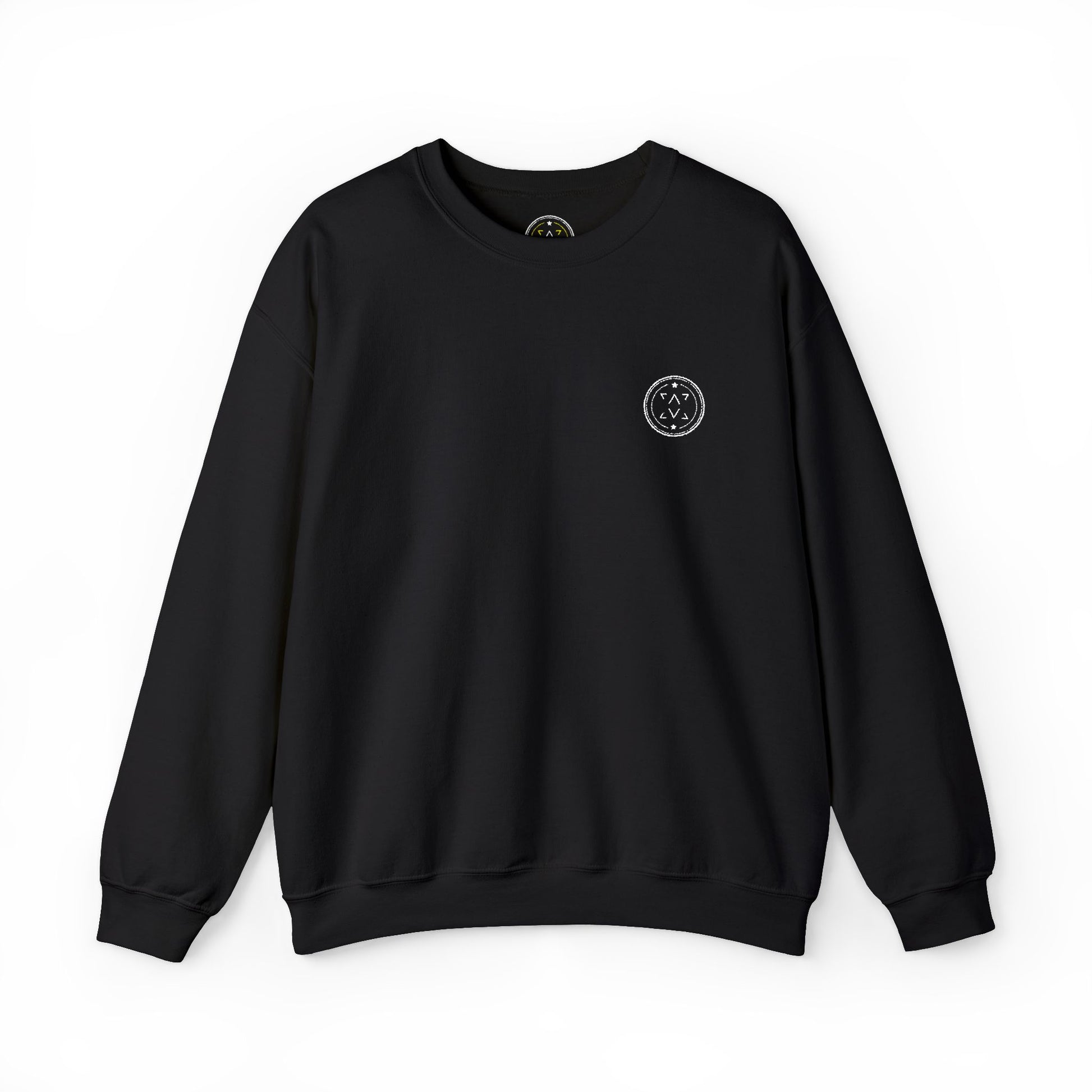 Front product mockup of the Lucid Reality Minimalist Embroidered Logo Crewneck