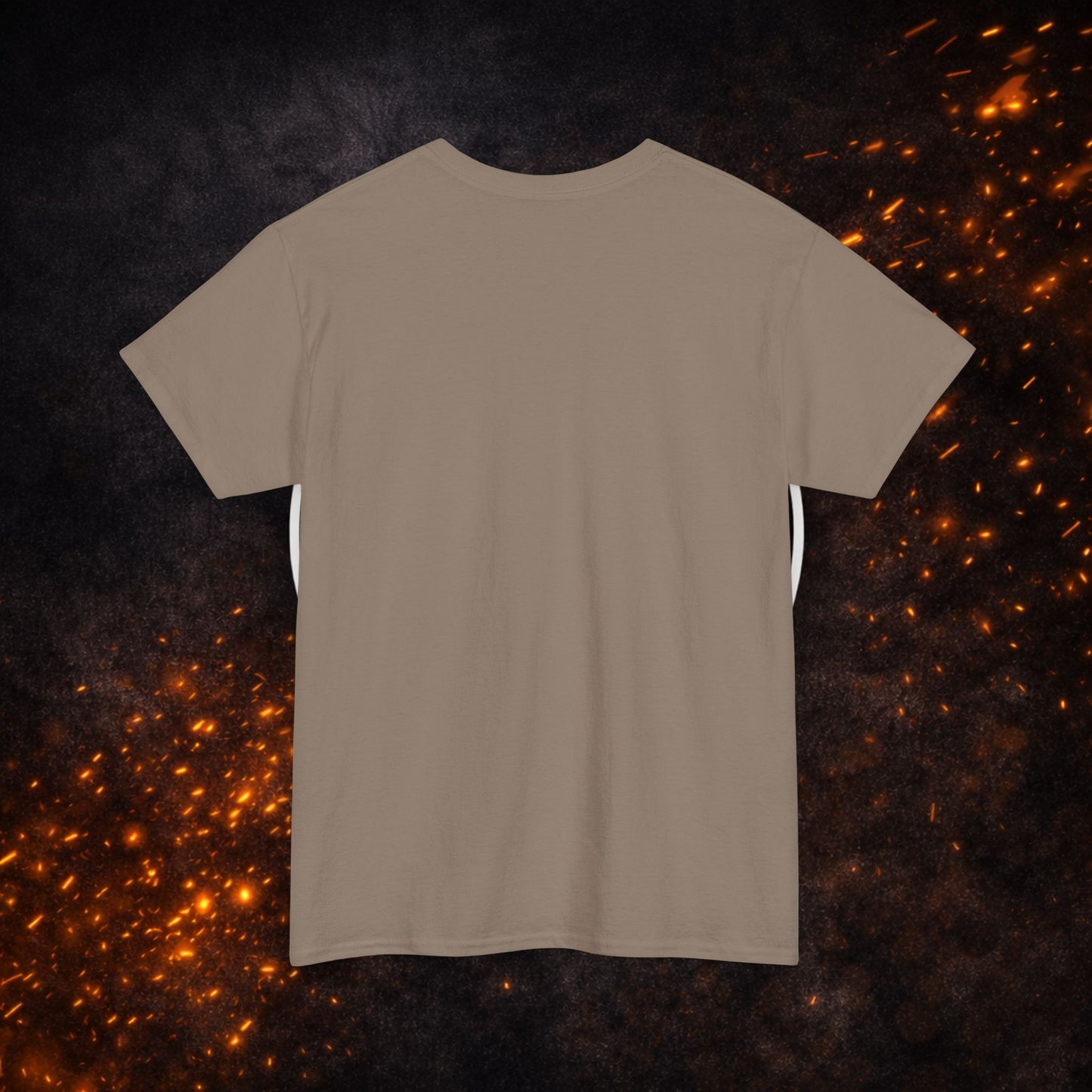 Back view of the sand Lucid Reality Minimalist Embroidered Logo Tee blank back, no graphic or wordmark.