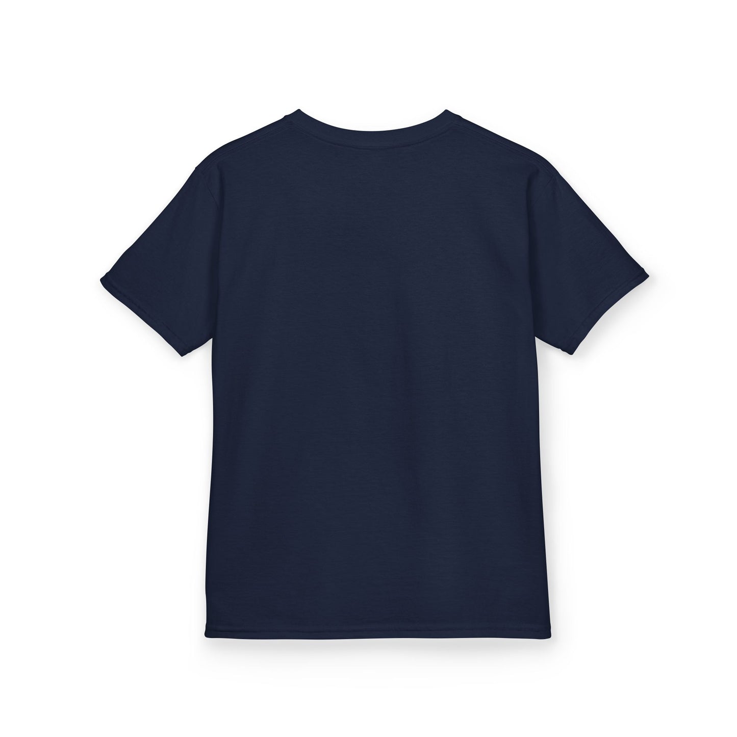 Navy Logo Kids Tee, front Lucid Reality logo, flat lay