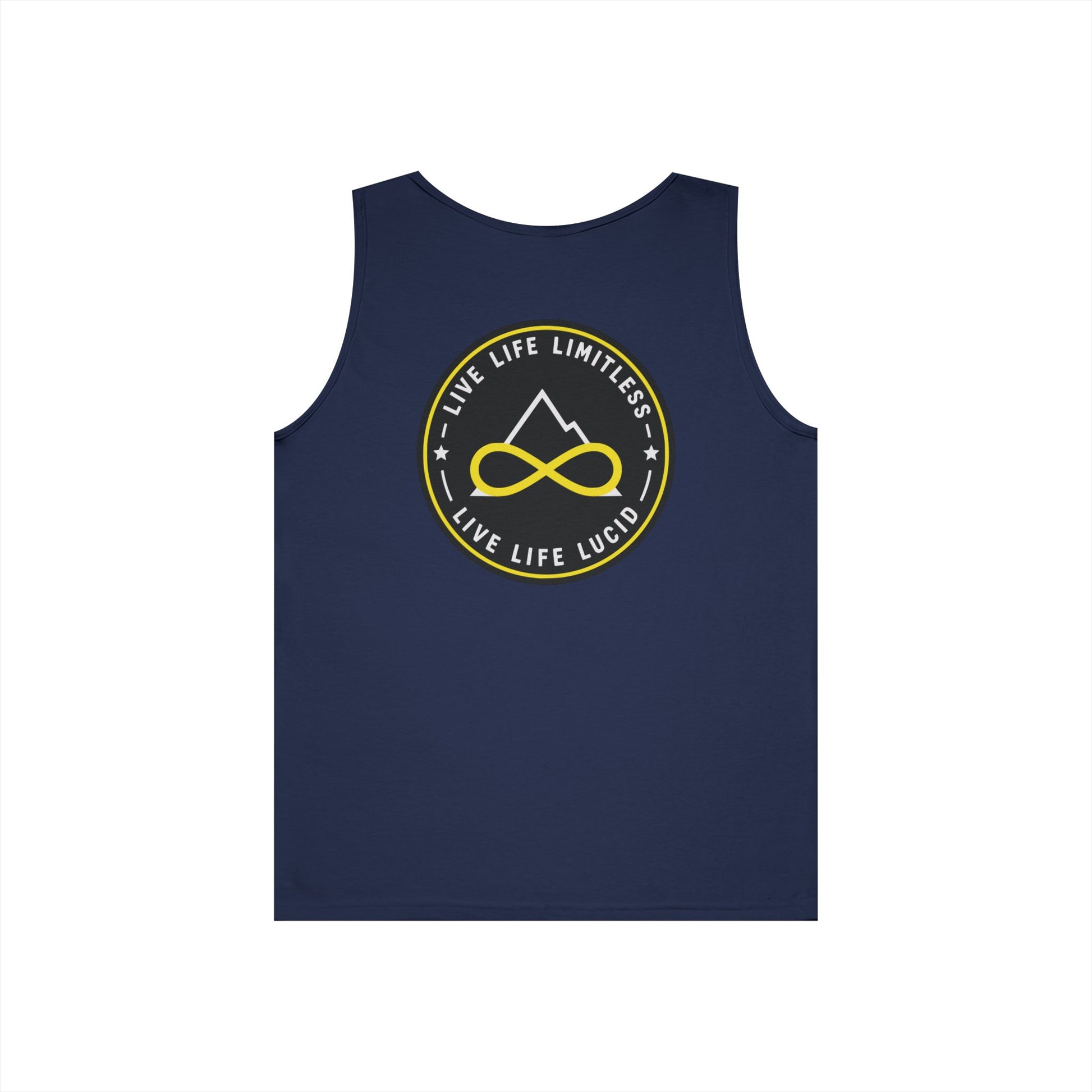 Forest Green Live Life Limitless Badge Tank, back view, flat lay