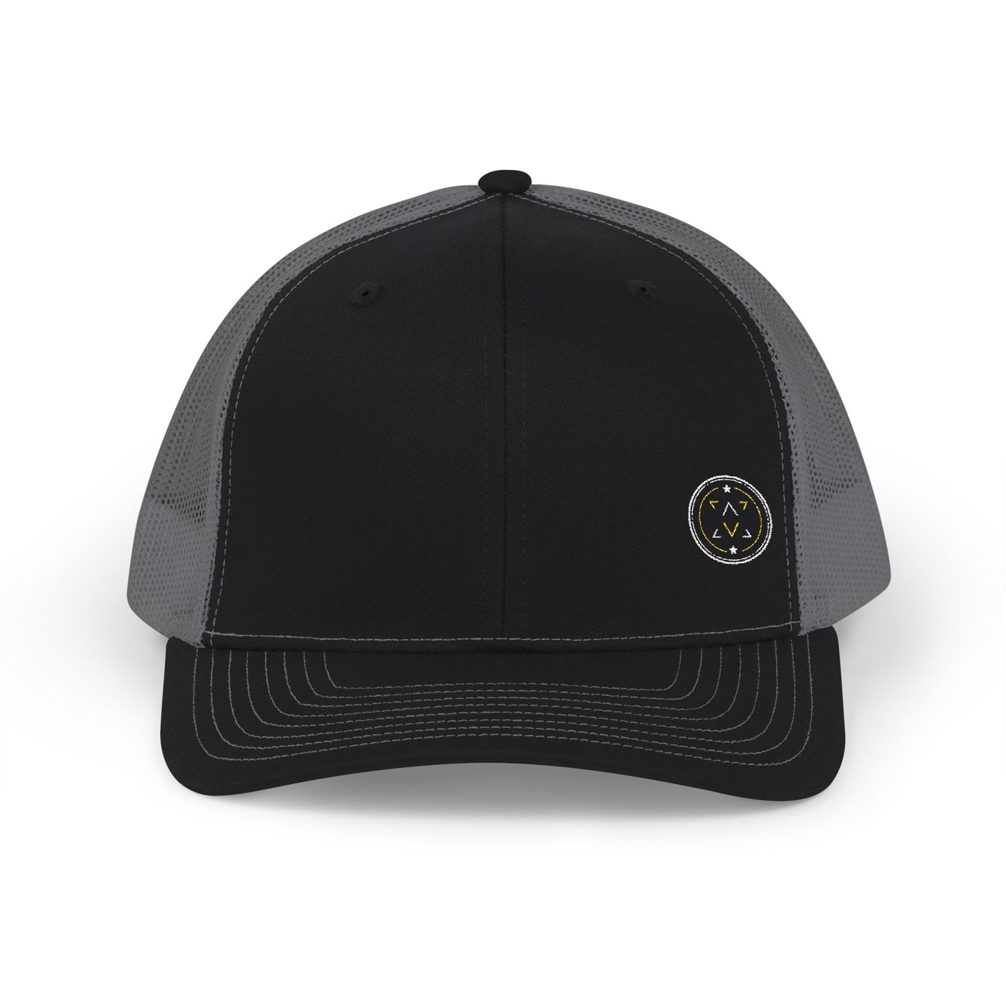 Lucid Reality Logo Trucker Hat with an adjustable plastic snapback closure