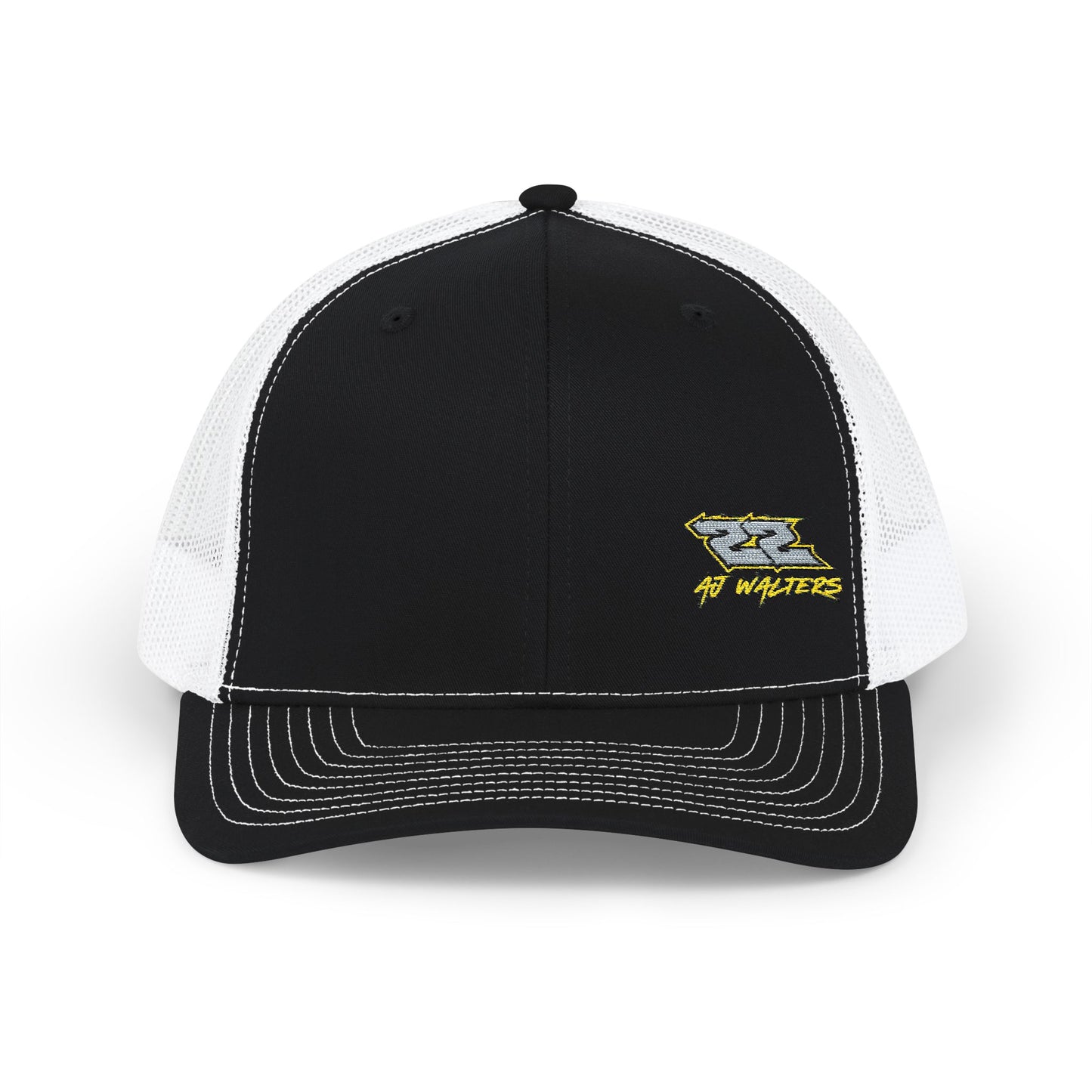 AJ Walters 22 Trucker Hat with an adjustable plastic snapback closure