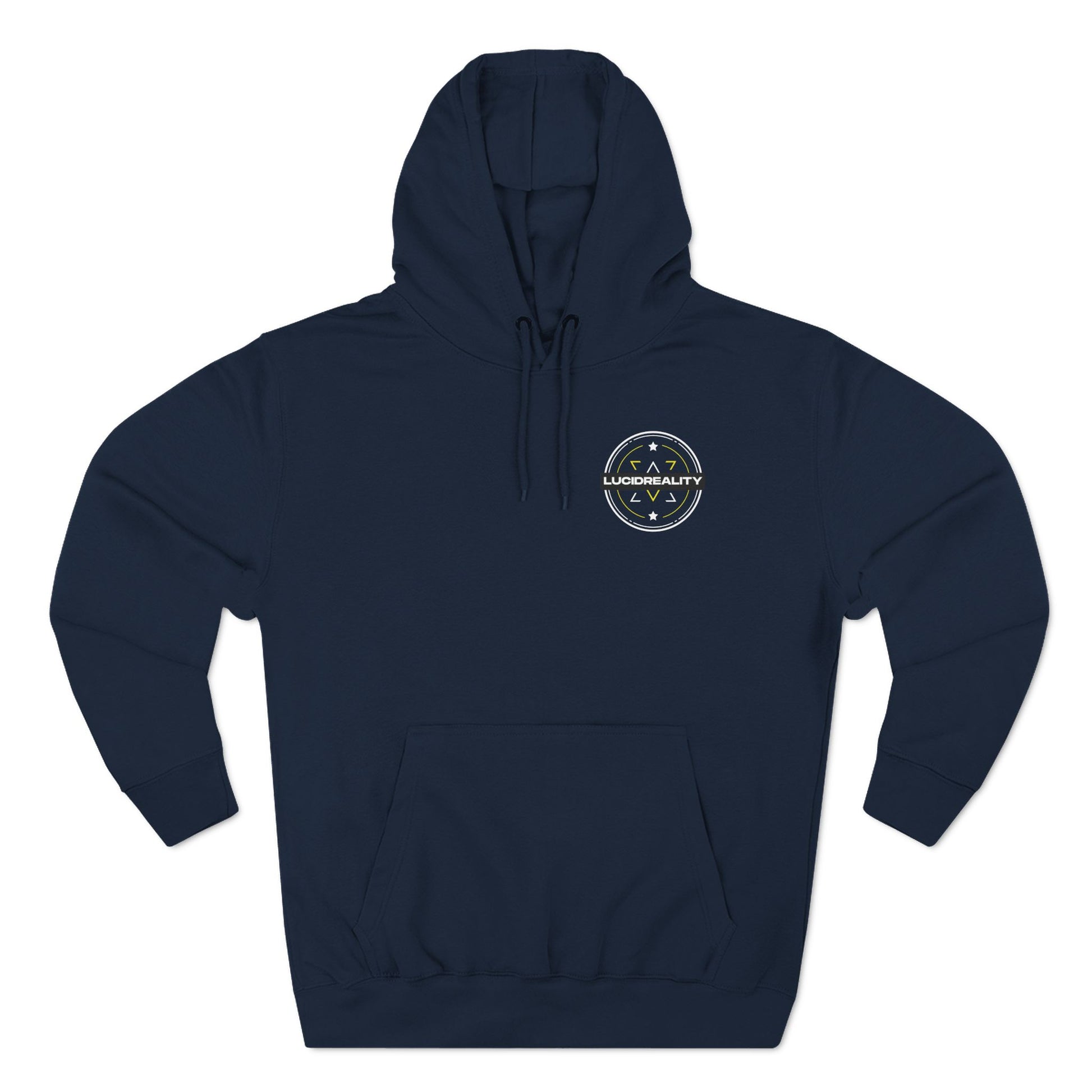 Navy Logo Pullover Hoodie, plain back, flat lay