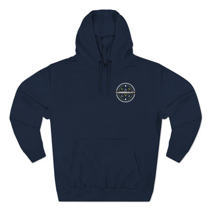 Navy Logo Pullover Hoodie, plain back, flat lay
