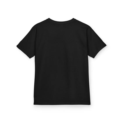 Black Logo Kids Tee, plain back, flat lay