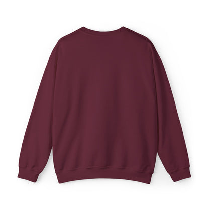 Maroon custom Lucid Reality crewneck, blank back view, flat