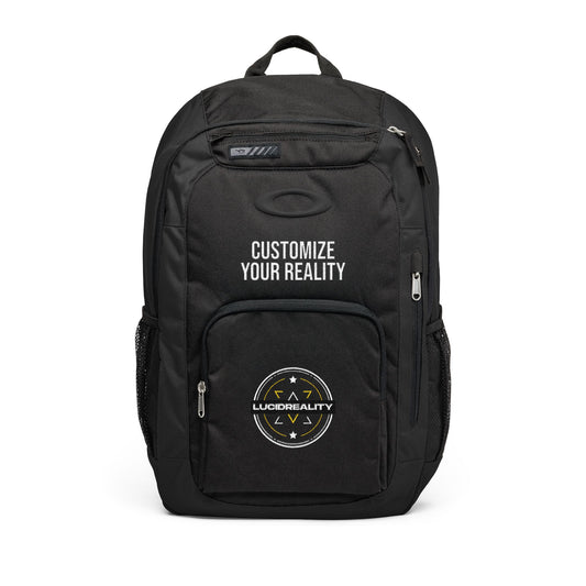 Blackout custom Oakley Enduro 22L backpack, back view with Lucid Reality emblem