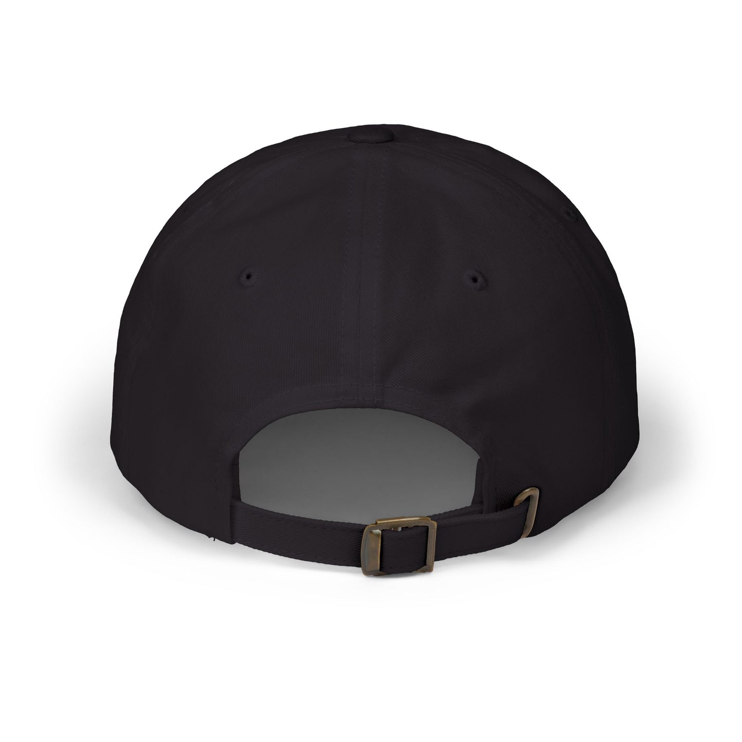 Lucid Reality embroidered dad hat, back view showing the adjustable buckle strap.