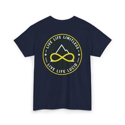 Black Live Life Limitless Badge Tee, back badge graphic, flat lay