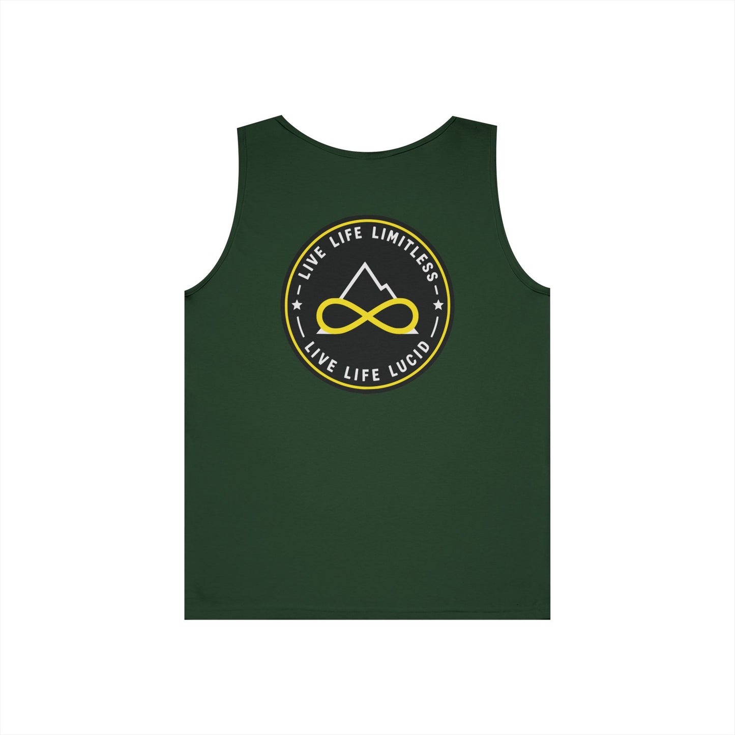 Purple Live Life Limitless Badge Tank, back view, flat lay