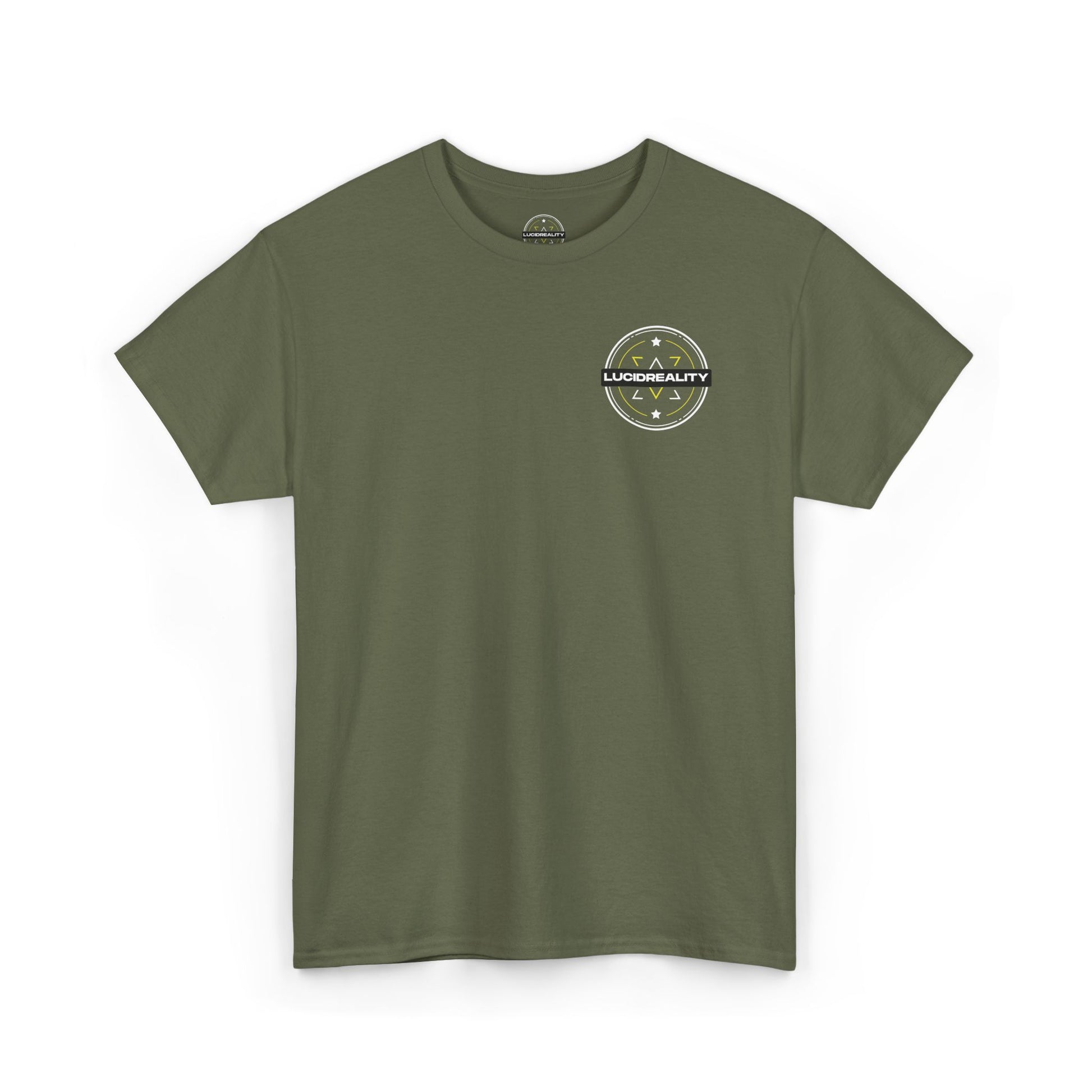 Military Green Logo Tee, plain back, flat lay