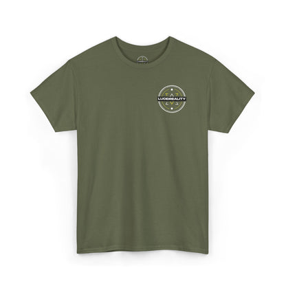 Military Green Logo Tee, plain back, flat lay