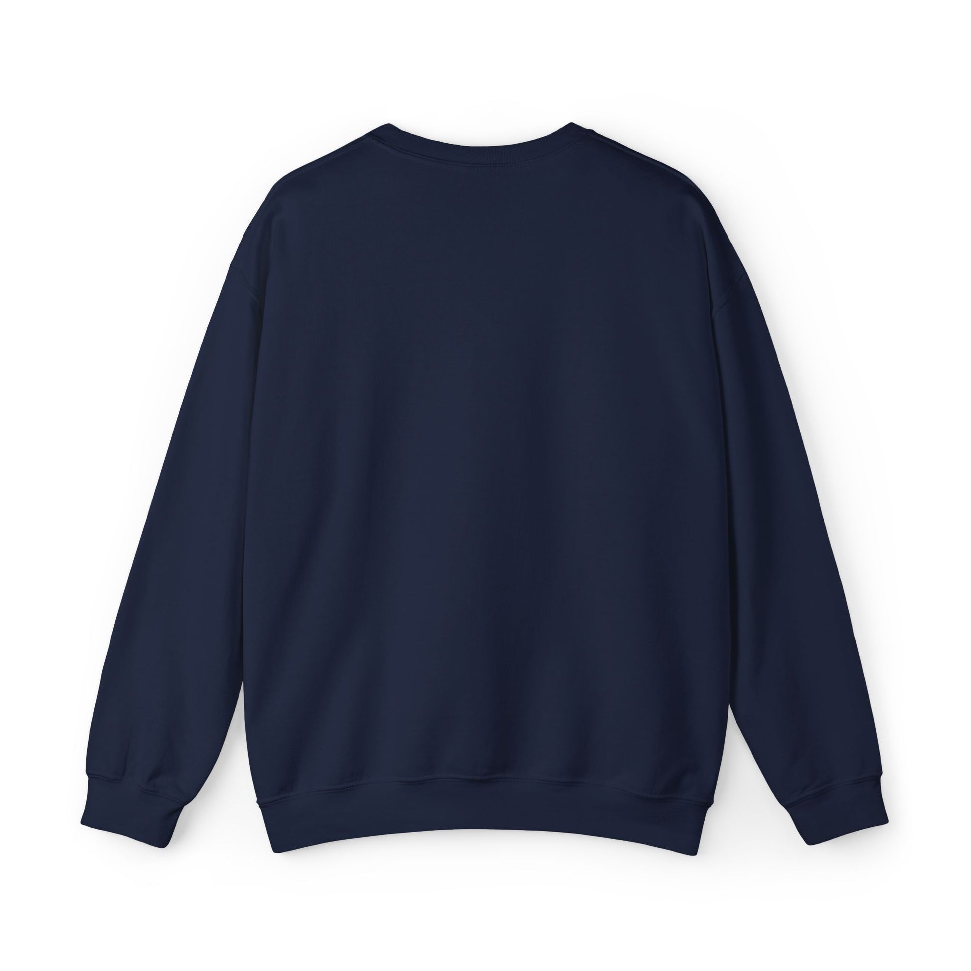 Navy Logo Crewneck, front Lucid Reality logo, flat lay