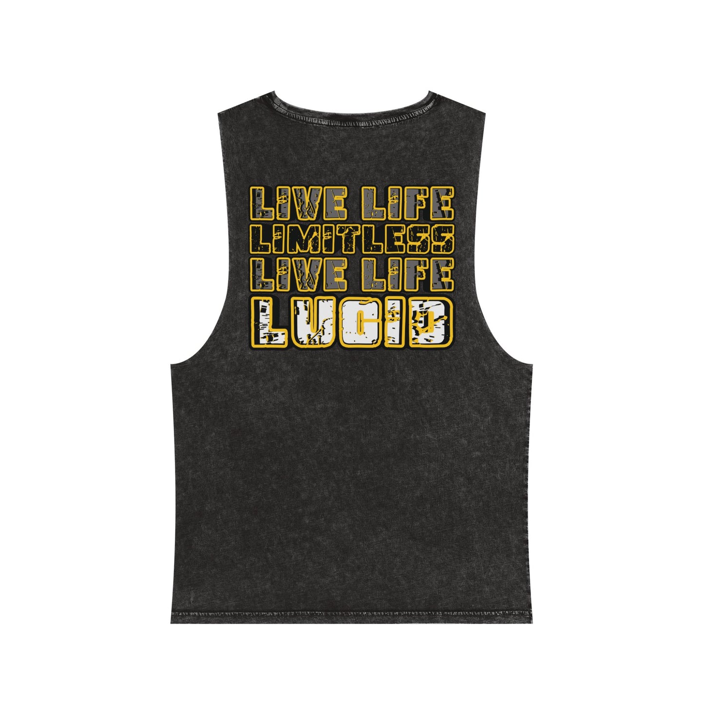 Black Stone Live Life Limitless stonewash tank, back graphic, flat