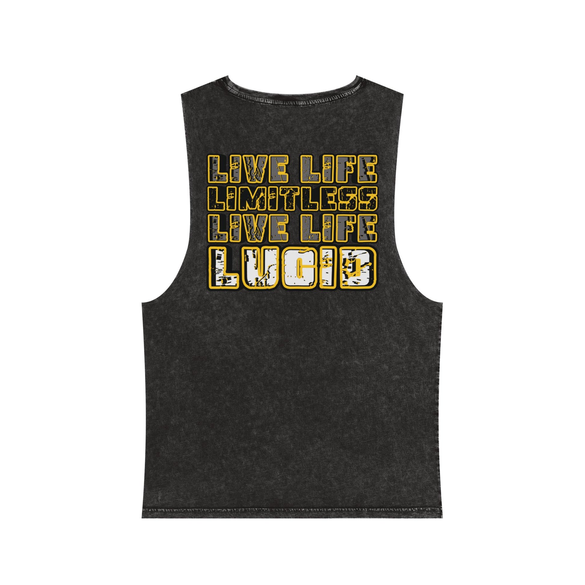 Black Stone Live Life Limitless stonewash tank, back graphic, flat