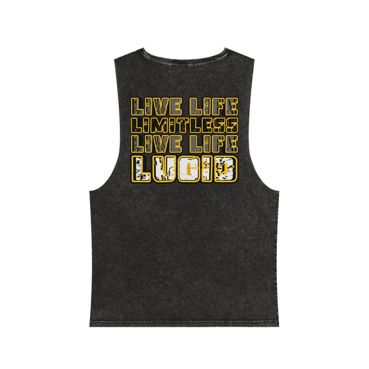 Black Stone Live Life Limitless stonewash tank, back graphic, flat