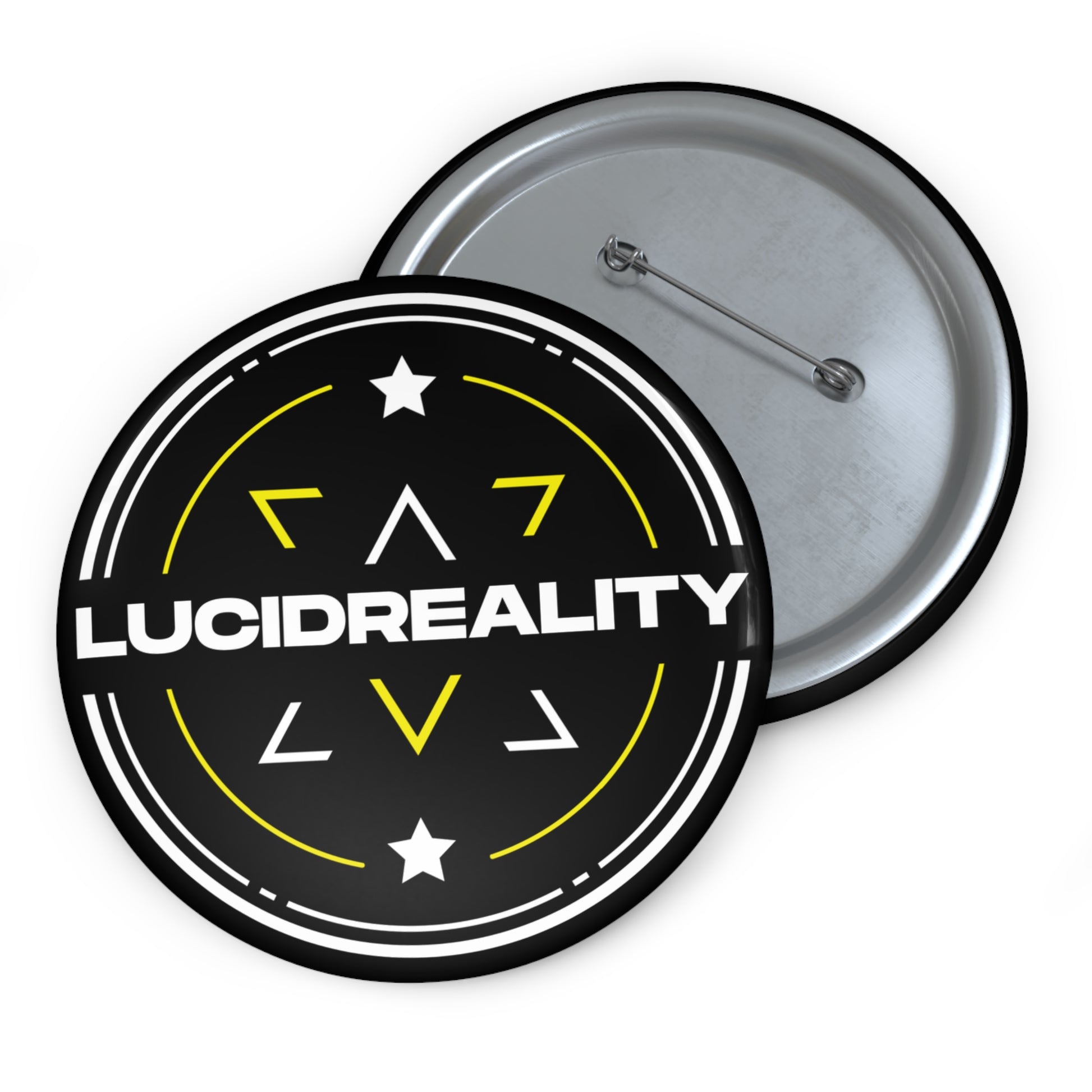 Lucid Reality logo pin-back button, 3 inch