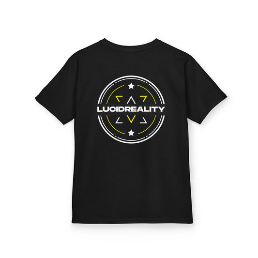 Black Emblem Kids Tee, back emblem, flat lay