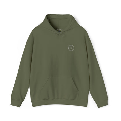 Front product mockup of the Lucid Reality Minimalist Embroidered Logo Hoodie