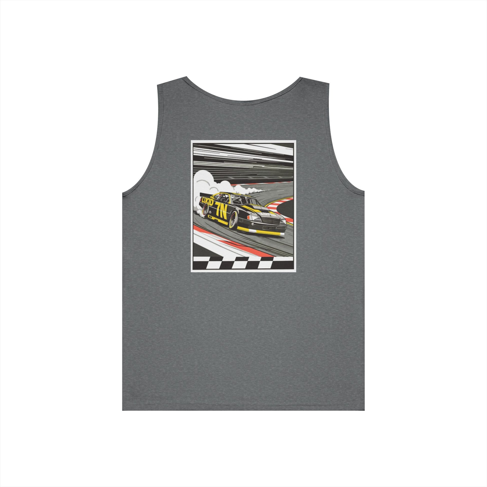 Black Pro Stock Racing Tank, back view, flat lay