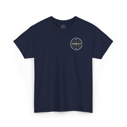 Navy Logo Tee, plain back, flat lay