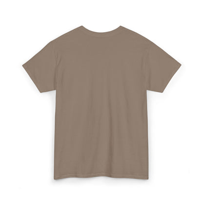 Front product mockup of the Lucid Reality Minimalist Embroidered Logo Tee – White & Gold