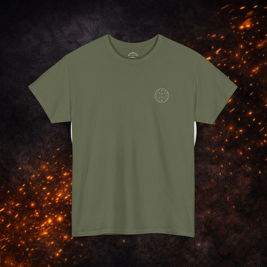 Olive green Lucid Reality Minimalist Embroidered Logo Tee with small white embroidered logo on the front left chest, short sleeves, and crew neckline.
