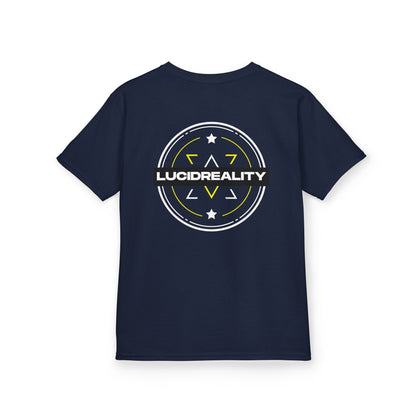 Navy Emblem Kids Tee, back emblem, flat lay