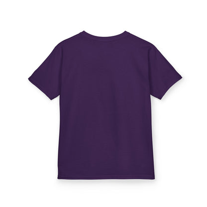 Purple Logo Kids Tee, plain back, flat lay