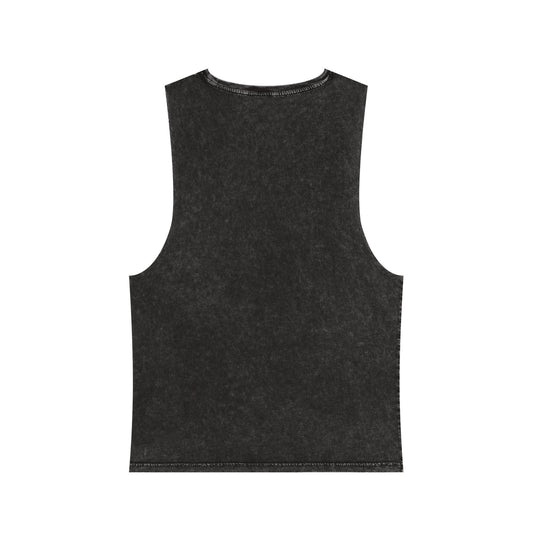 Black Stone Lucid Reality stonewash tank, blank back view, flat