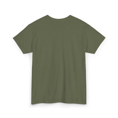 Front product mockup of the Lucid Reality Minimalist Embroidered Logo Tee – White & Gold