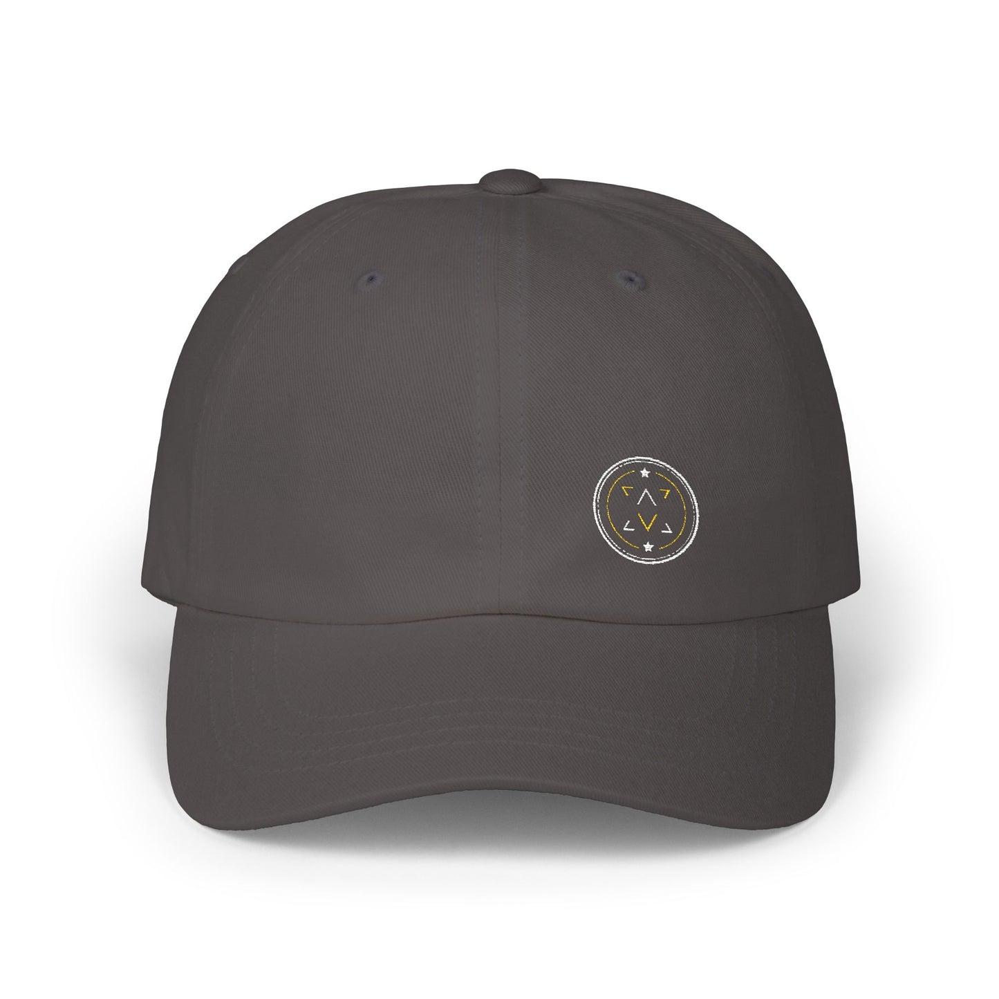 Front of the Lucid Reality cotton dad hat with embroidered logo and curved brim.