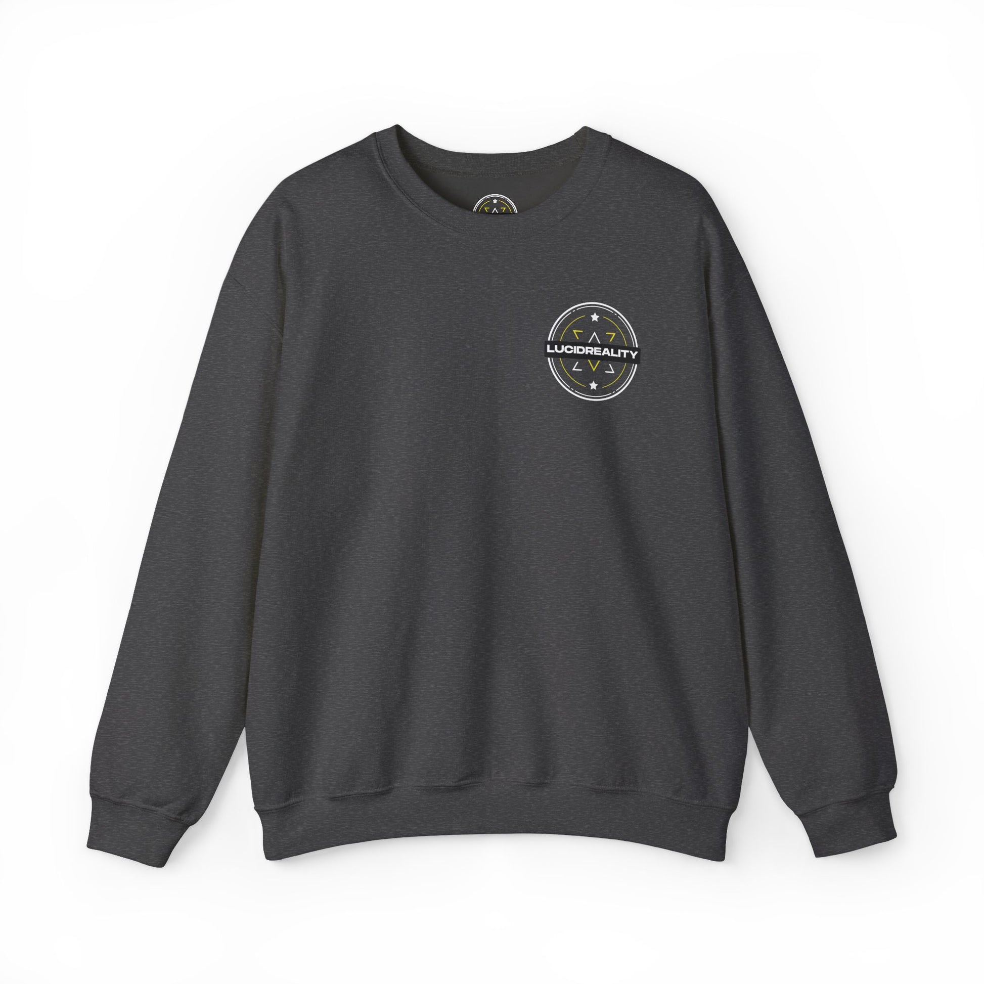 Dark Heather Logo Crewneck, plain back, flat lay
