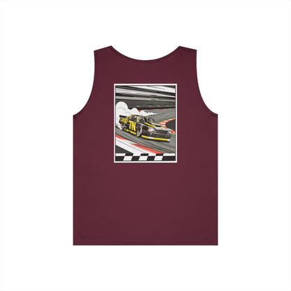 Maroon Pro Stock Racing Tank, back view, flat lay
