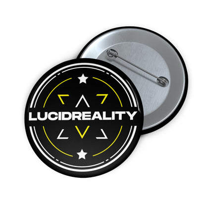Lucid Reality logo pin-back button, 2.25 inch