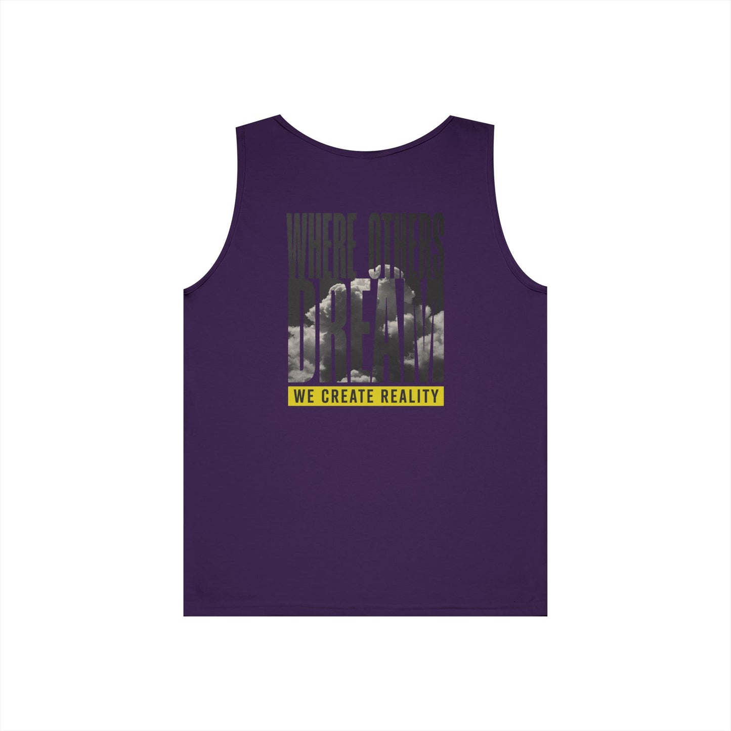 Graphite Heather Where Others Dream Tank, back view, flat lay