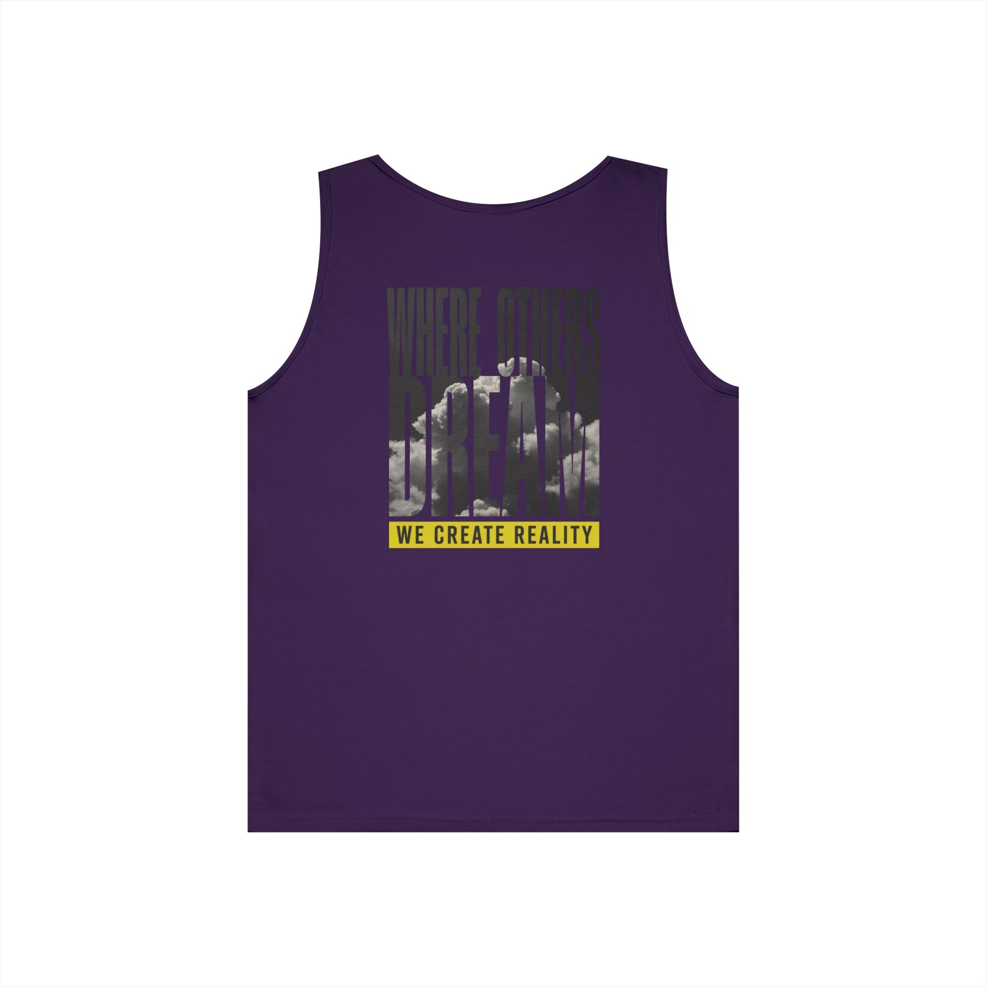 Graphite Heather Where Others Dream Tank, back view, flat lay