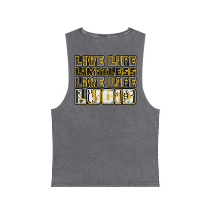 Ash Stone Live Life Limitless stonewash tank, back graphic, flat