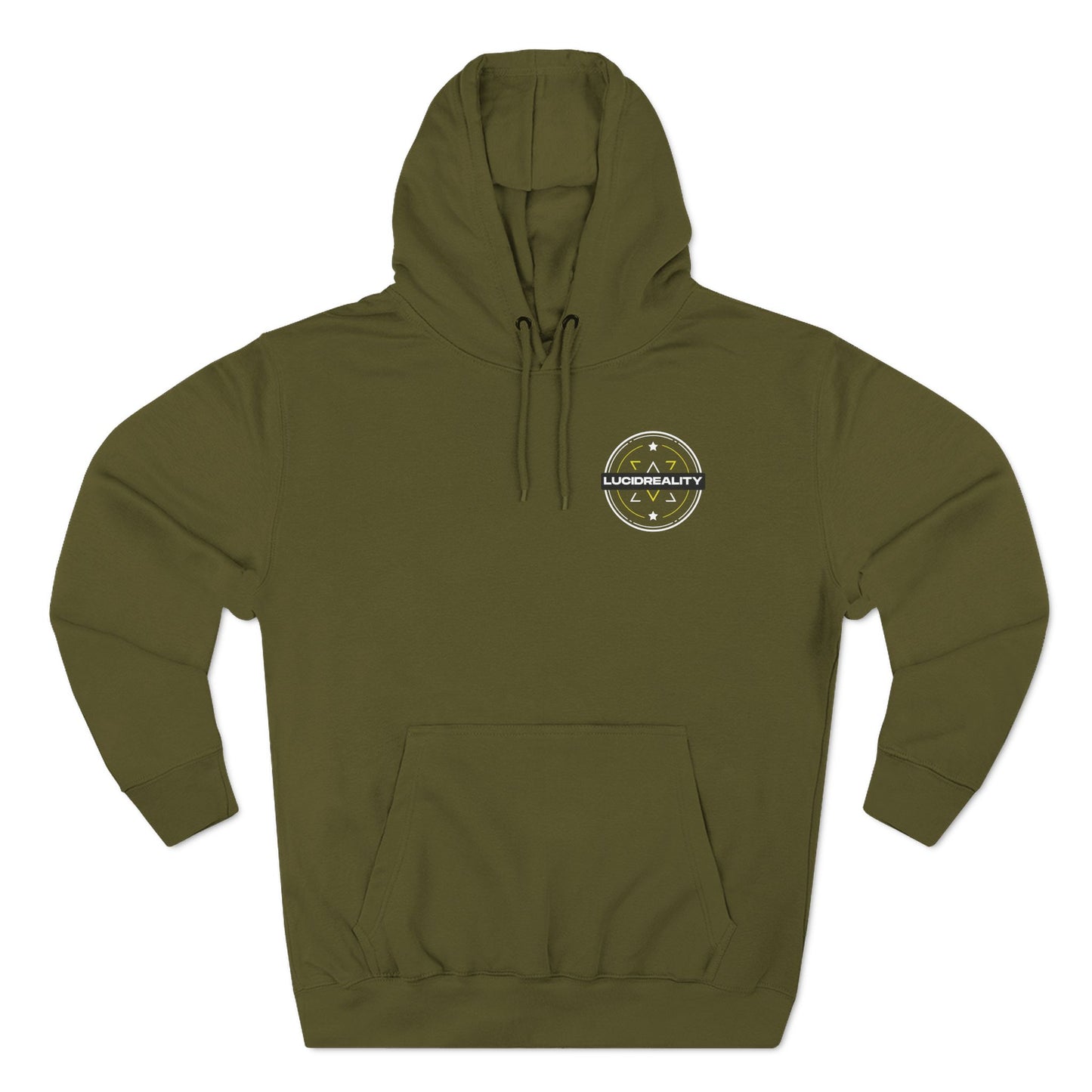 Army Green Logo Pullover Hoodie, plain back, flat lay